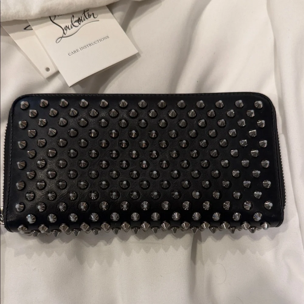Christian Louboutin Black Studded Zip Wallet - Picture 2 of 5